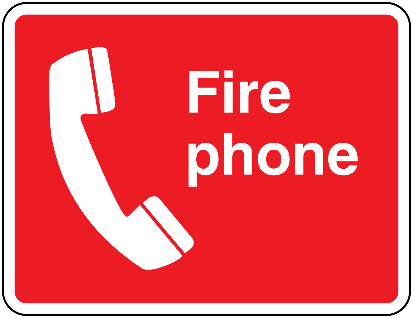 Red fire phone sticker with white phone icon and Fire phone text
