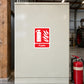 Foam sticker: red square icon with extinguisher and foam waves