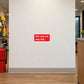 Fire safety sticker with red background and white text: “For use on any fire”.