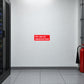 Red fire safety sticker for use on electrical fires, with white text