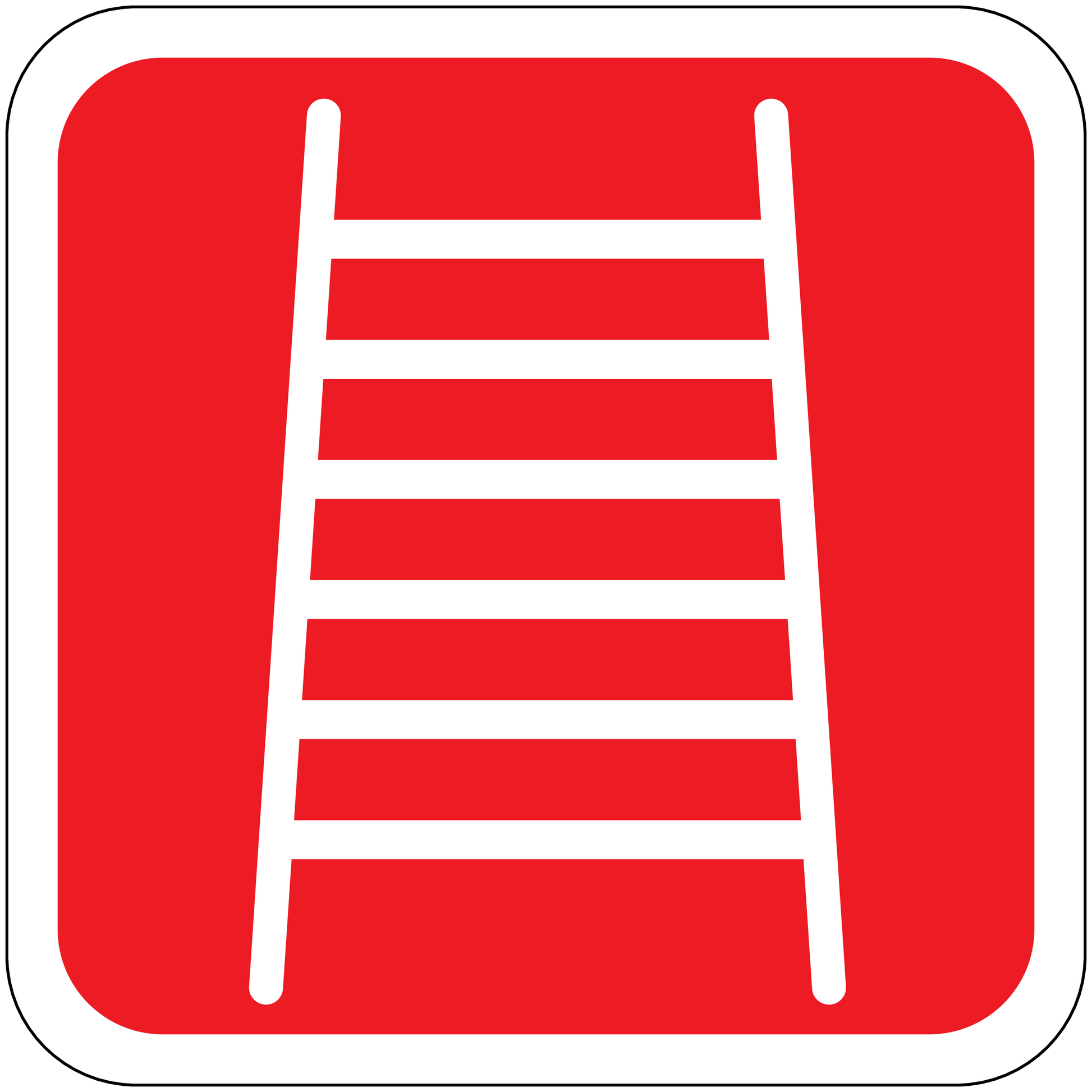 Fire ladder icon sticker with red square background and white ladder lines
