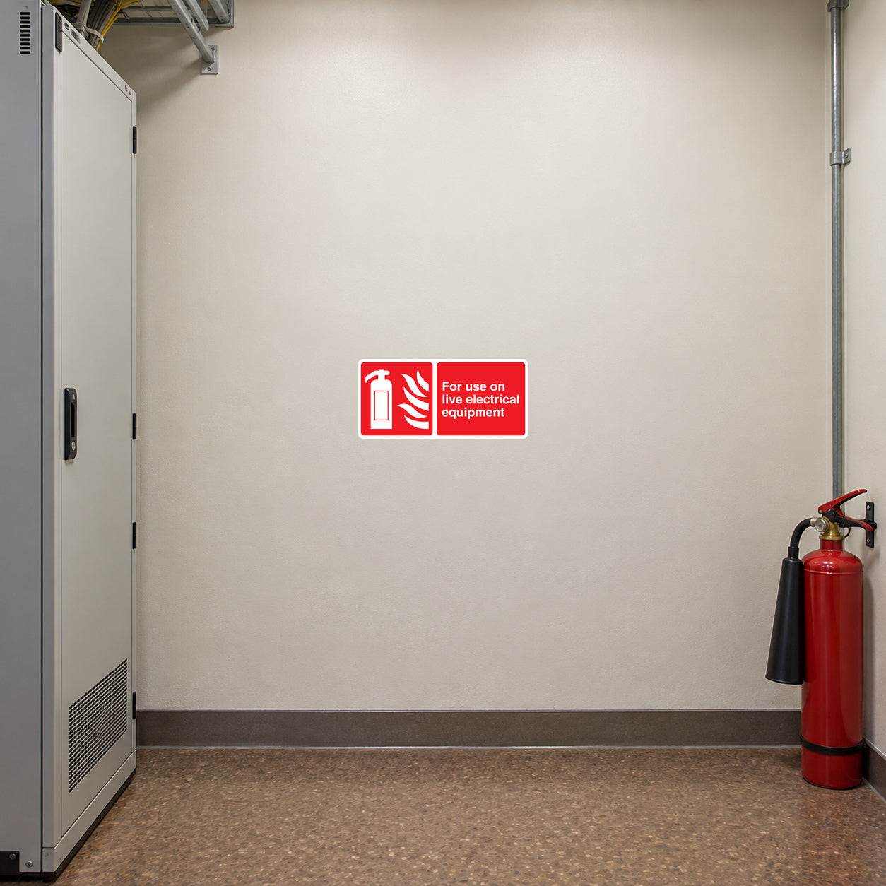 Red electrical safety warning sticker: for use on live electrical equipment