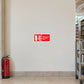 Red safety sticker reading 'Not liquid fires' with crossed-out flame icon