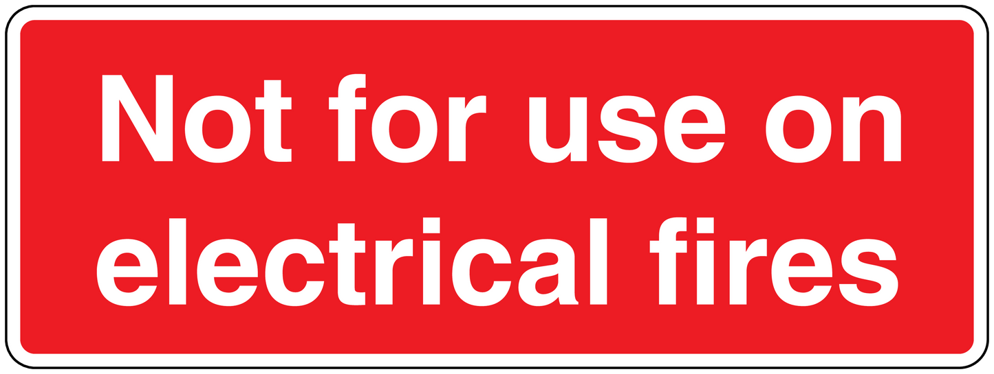 Safety sticker: 'Not for use on electrical fires'