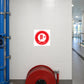Fire extinguisher color code safety sticker: white square with red extinguisher icon.