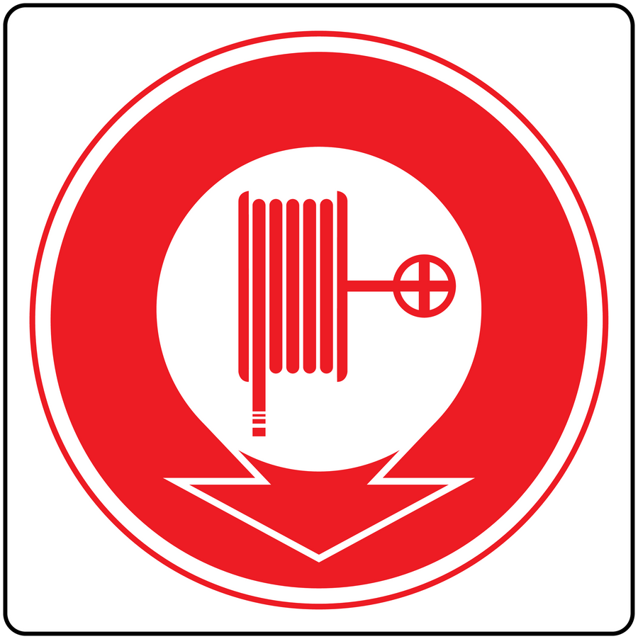 Fire extinguisher color code safety sticker with red circular flame symbol