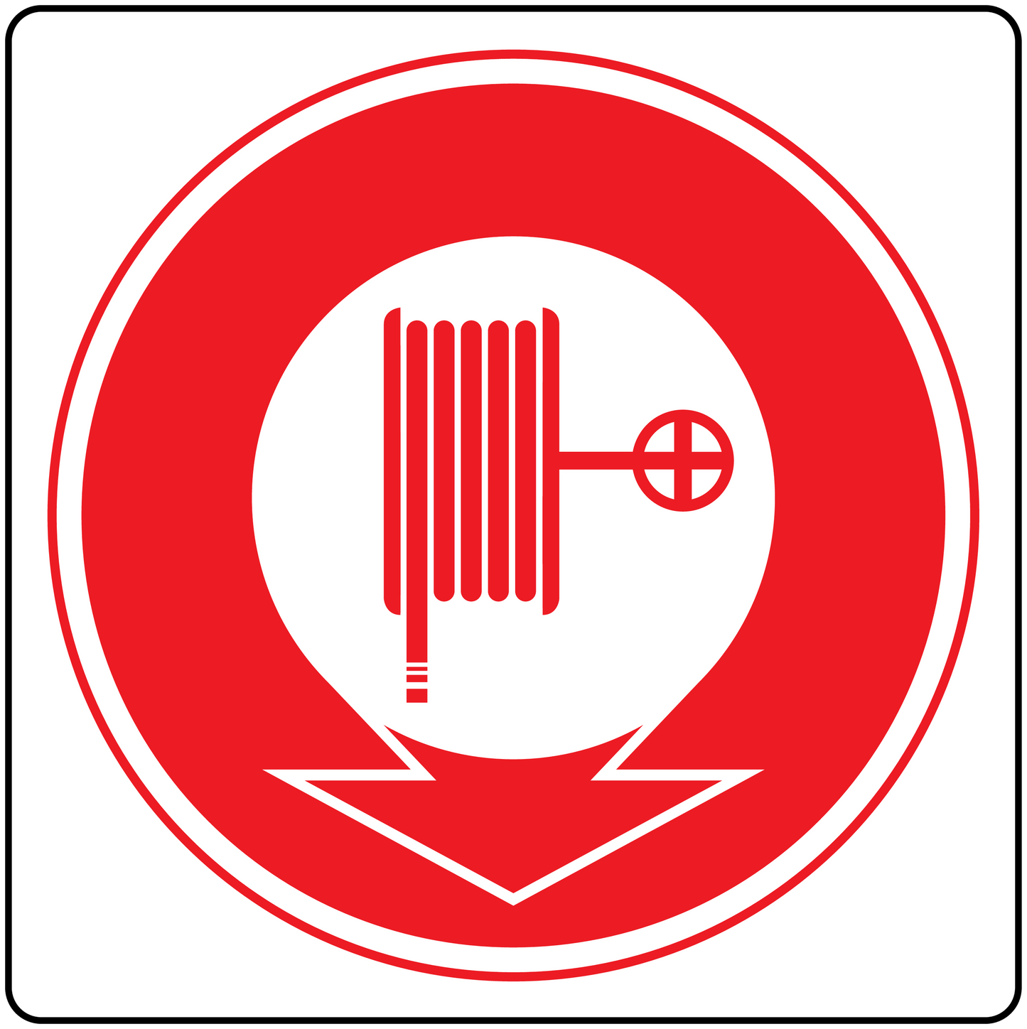Fire extinguisher color code safety sticker with red circular flame symbol