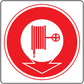 Fire extinguisher color code safety sticker with red circular flame symbol