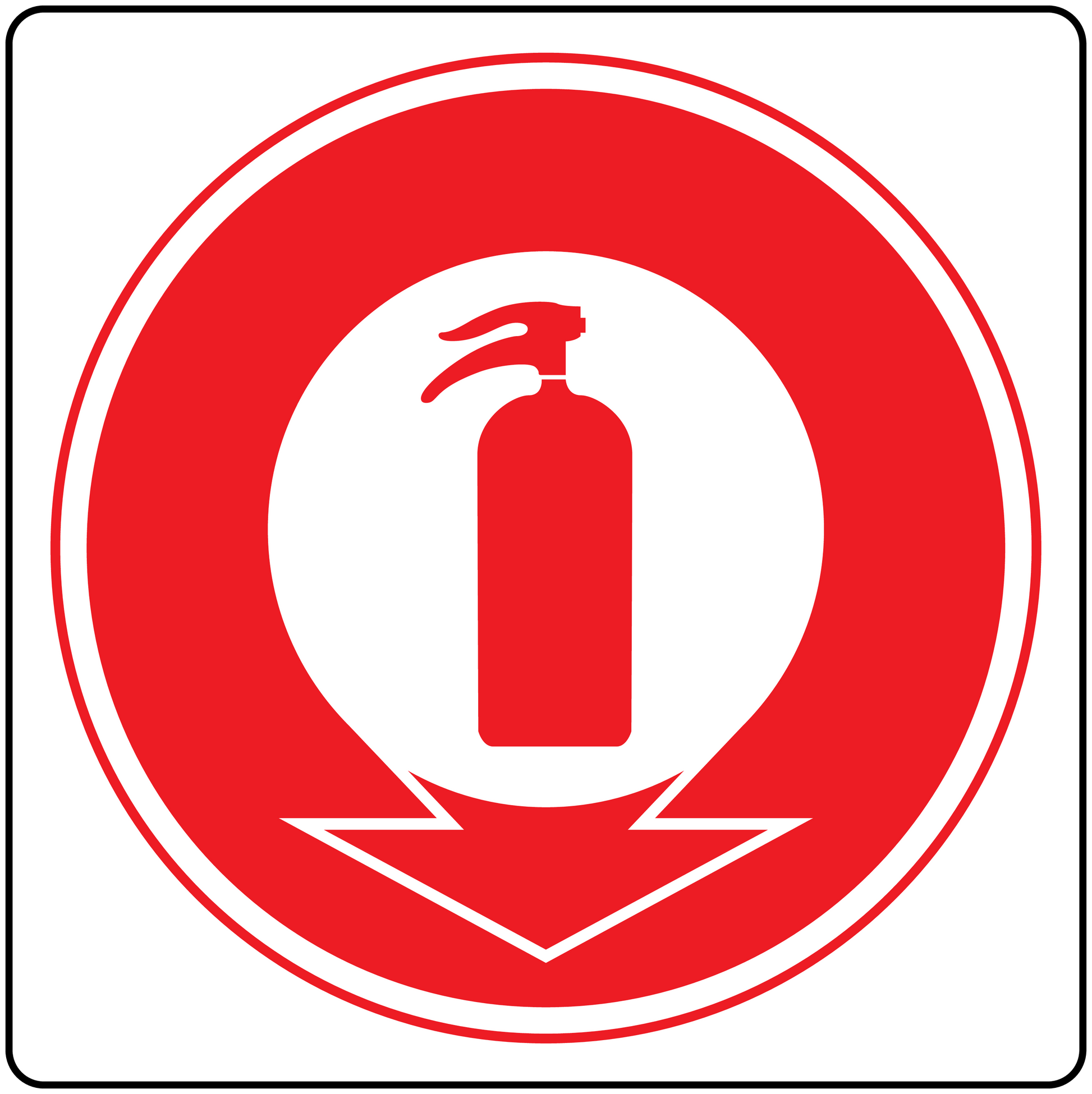 Fire extinguisher color code sticker with red circle and extinguisher icon