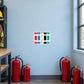 Fire extinguisher color code sticker chart with colored bands and icons