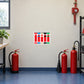 Fire extinguisher color-code chart sticker with colored bands on a white label