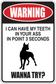 Warning sticker with Doberman silhouette and text: I can have my teeth in your ass