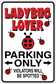Rectangular ladybug lover “Parking Only” sticker with red ladybug graphics and warning text