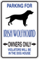 Rectangular sticker: blue 'PARKING FOR' Irish Wolfhound with dog silhouette and 'OWNERS ONLY'