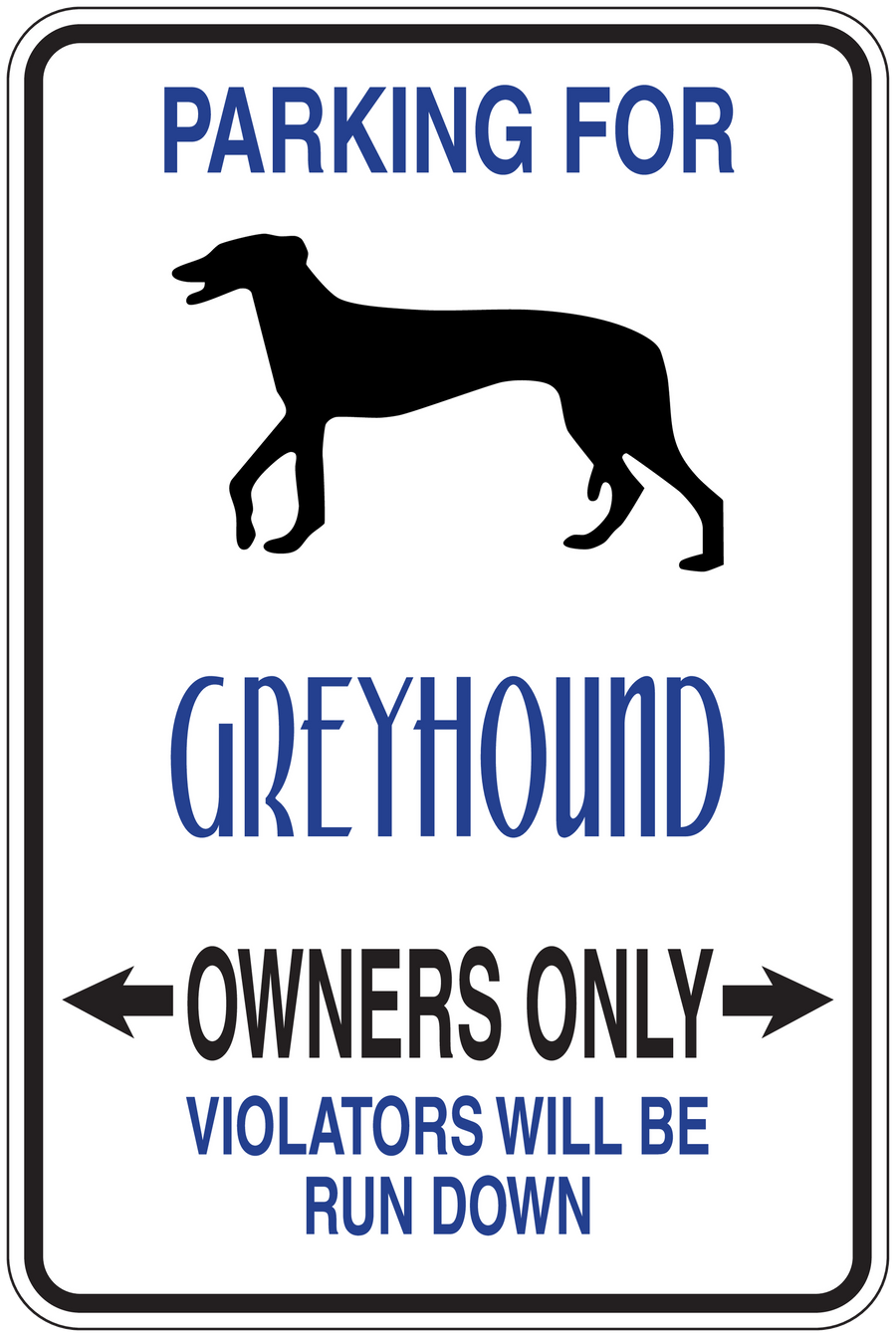 Parking sign sticker for owners only, with dog silhouette and warning text