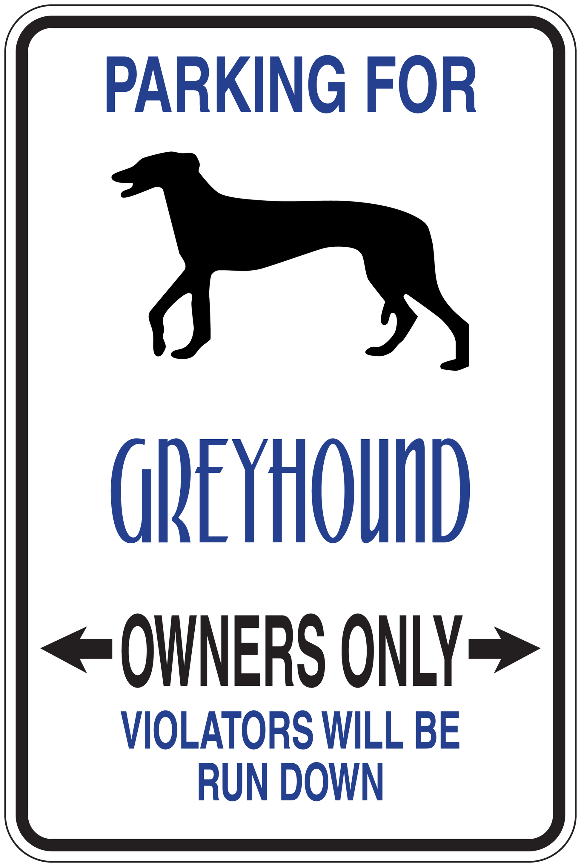 Parking sign sticker for owners only, with dog silhouette and warning text