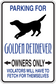 Parking sign sticker with golden retriever silhouette and owners-only parking text
