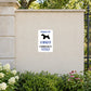 Parking For Schnauzer Owners Only Fun Sign Sticker applied to a cream garden entrance wall beside an iron fence