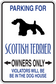 Parking sign sticker with Scottish terrier silhouette and "Owners Only" text