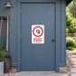 House Rules No Drinking Fun Sign Sticker applied to a slate blue rural workshop door
