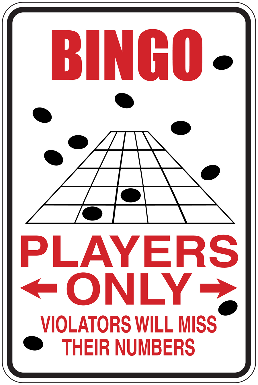 Bingo Players Only sticker with red BINGO and PLAYERS ONLY over bingo card