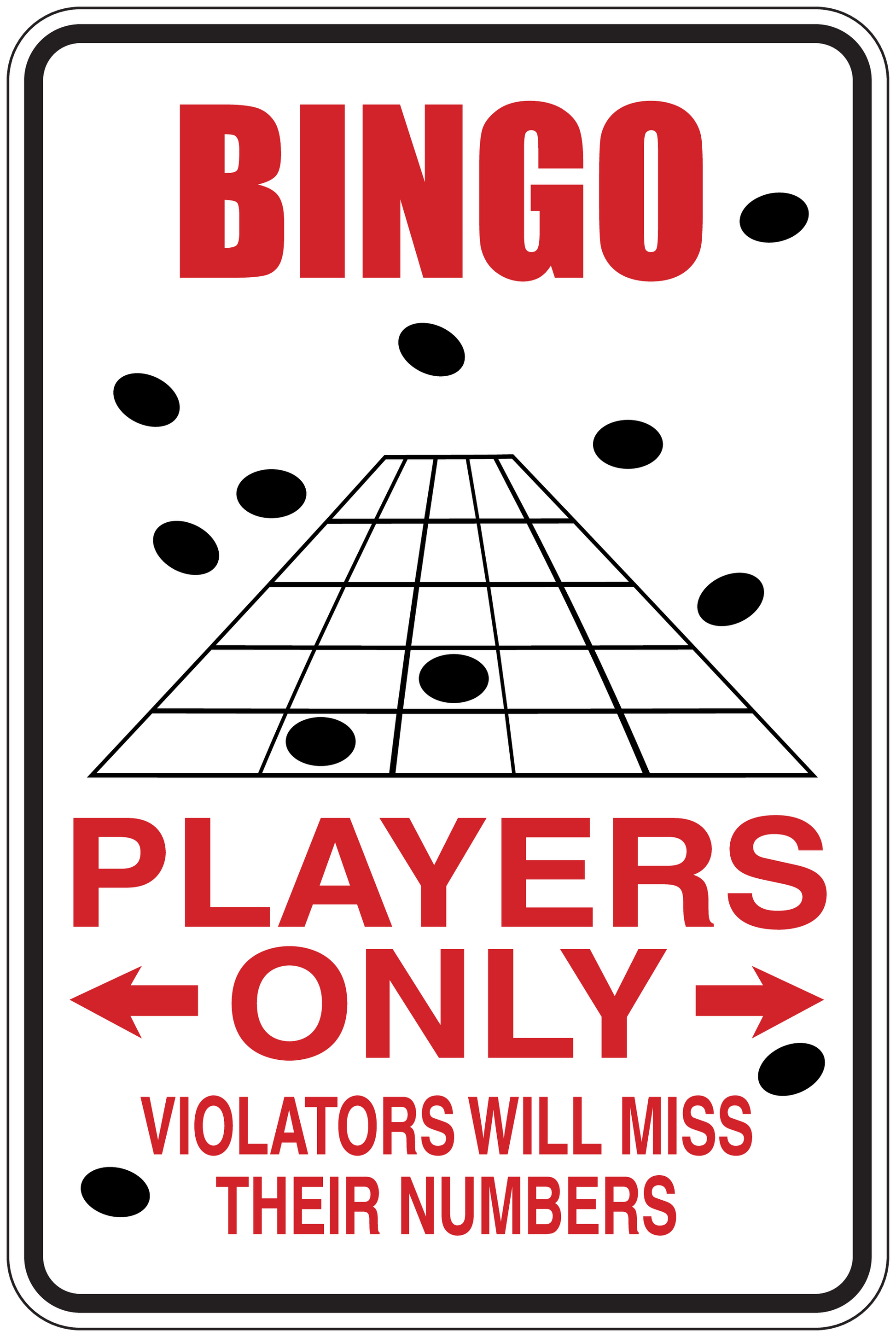 Bingo Players Only sticker with red BINGO and PLAYERS ONLY over bingo card