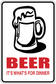 Beer sticker with beer mug icon; red “BEER” text and “It’s what’s for dinner”