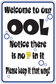 Pool fun sign sticker with blue border and 'Notice there is no P in it' text
