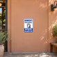 Rednecks Famous Last Words Fun Sign Sticker applied to a terracotta cafe entrance wall