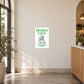 Billiards and pool sticker, white square with green text and pool player graphic