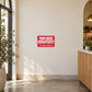 Used Beer Department Fun Sign Sticker applied to a cream cafe entrance wall