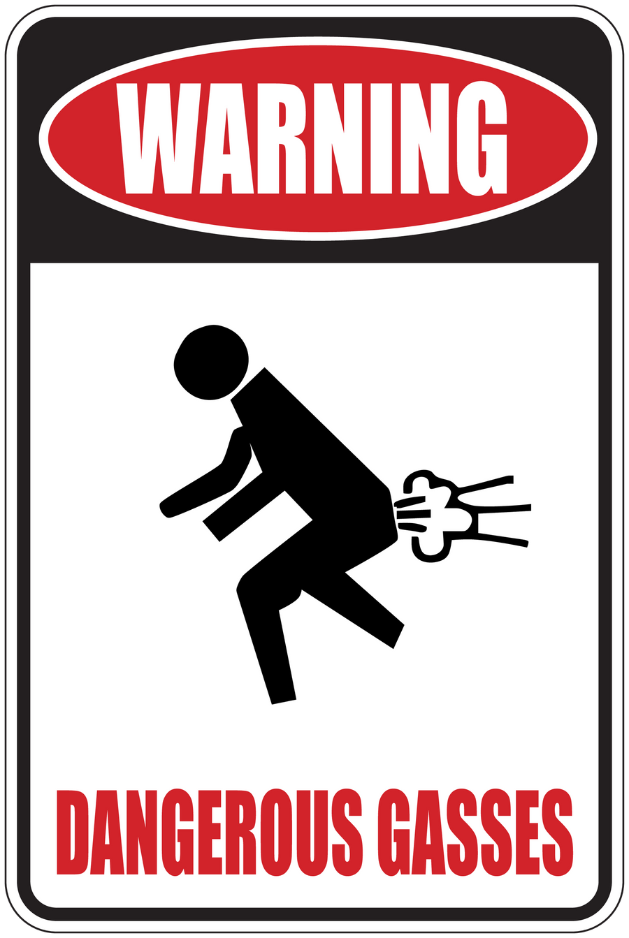 Dangerous gases warning sign sticker with bold WARNING and red DANGEROUS GASSES text