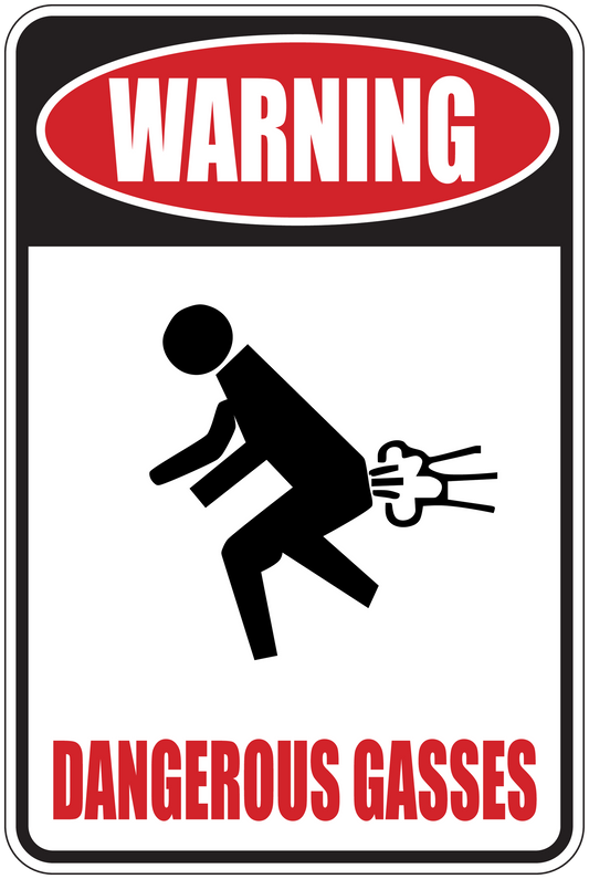 Dangerous gases warning sign sticker with bold WARNING and red DANGEROUS GASSES text