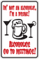 Alcohol-themed quote sign sticker with martini, mug, and bold red/black text
