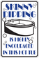 Square sign sticker with blue text "SKINNY DIPPING" and hot tub illustration