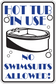 Hot tub in use sign sticker: hot tub icon, 'NO SWIMSUITS ALLOWED!'