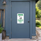Frog Parking Only Sticker applied to a slate blue rural workshop door