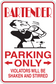 Bartender Parking Only sticker with bartender holding a drink and bold PARKING ONLY text