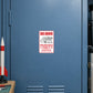 Bus Driver Parking Only Sticker applied to a dusty blue hobby workshop locker