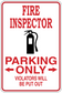Fire inspector parking only sticker with fire extinguisher icon and red warning text