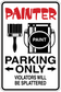 Painter Parking Only sign sticker with red painter word, paint bucket icon, warning text
