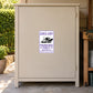 Lunch Lady Parking Only sign sticker with blue border and cat illustration