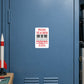 White rectangular sign sticker reading "PIANO TEACHER" and "PARKING ONLY".