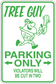 Parking sign sticker with Tree Guy graphic and 'Parking Only' text, green
