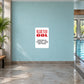 Fun Sign Sticker applied to a pale aqua indoor pool wall