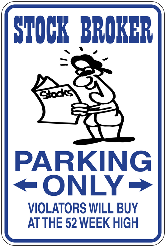 Vinyl parking-only sign sticker with stock broker character and warning text