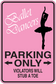 Ballet parking only sign sticker: pink border, dancer silhouette, 'PARKING ONLY' text.