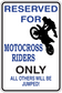 Rectangular reserved motocross rider sign sticker with rider silhouette and blue text