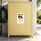 Fun Sign Sticker applied to a pale yellow private garage cabinet