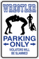 Wrestler parking-only sign sticker with wrestler silhouettes, arrows, and text